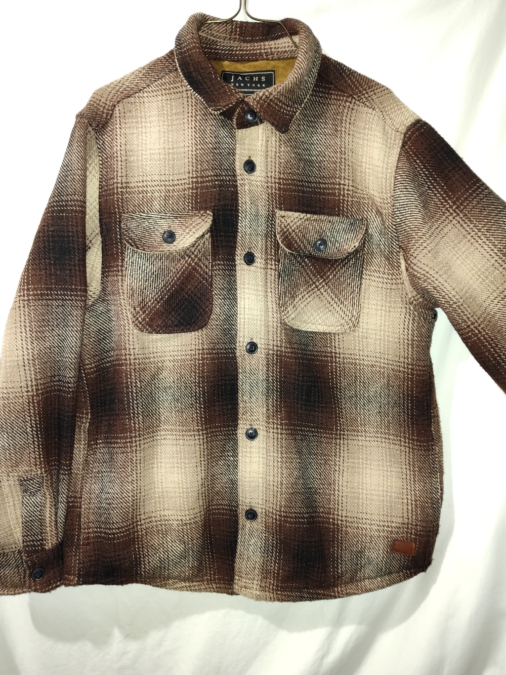 Jachs Brown and Cream Plaid Lightweight Shirt Jacket